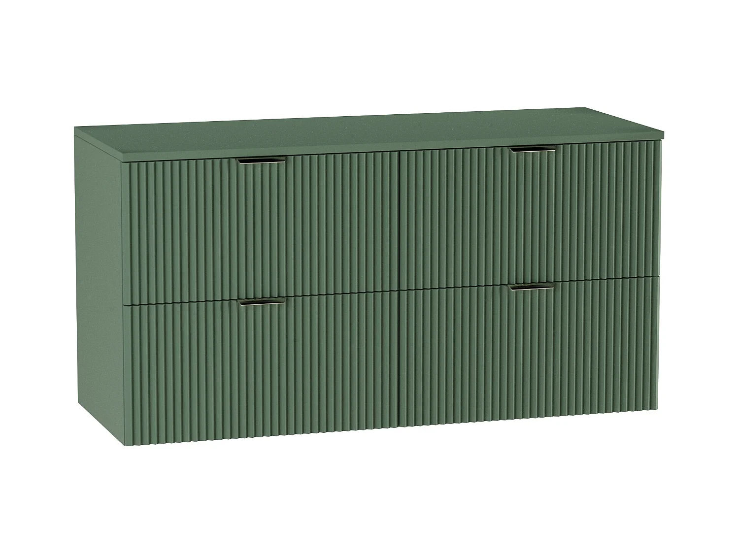Meuble lavabo WENA, façades cannelées, Willy, 120x60x47 cm, Vert
