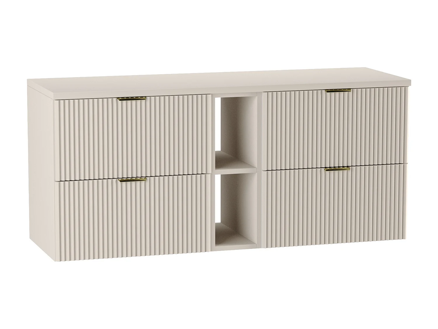 Waschtischunterschrank WENA, mit Regal, geriffelte Fronten, Willy, 140x60x47 cm, Kaschmir