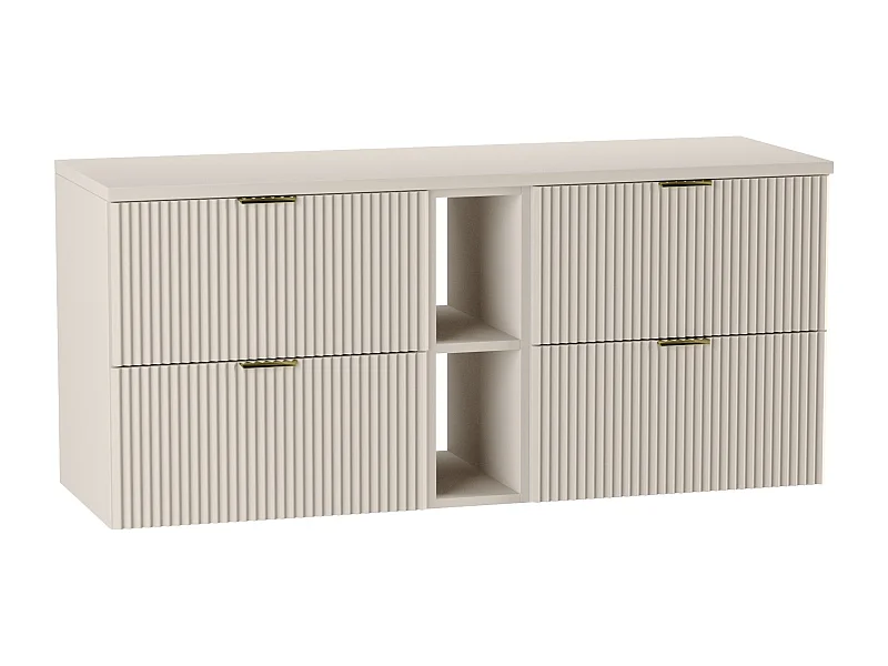 Wastafelkast WENA, met plank, gecanneleerde fronten, Willy, 140x60x47 cm, Kasjmir