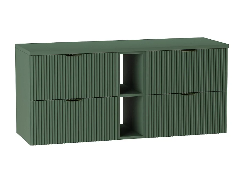 Waschtischunterschrank WENA, mit Regal, geriffelte Fronten, Willy, 140x60x47 cm, Grün