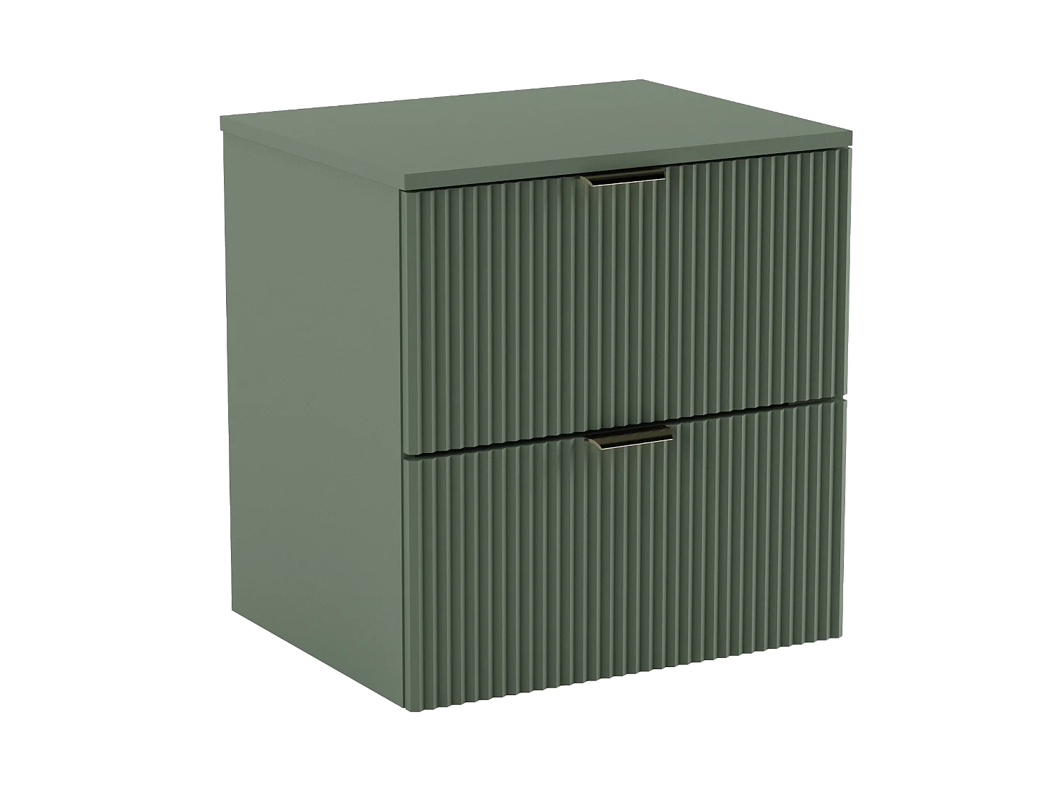 Meuble lavabo WENA, avec étagère, façades cannelées, Willy, 140x60x47 cm, Vert