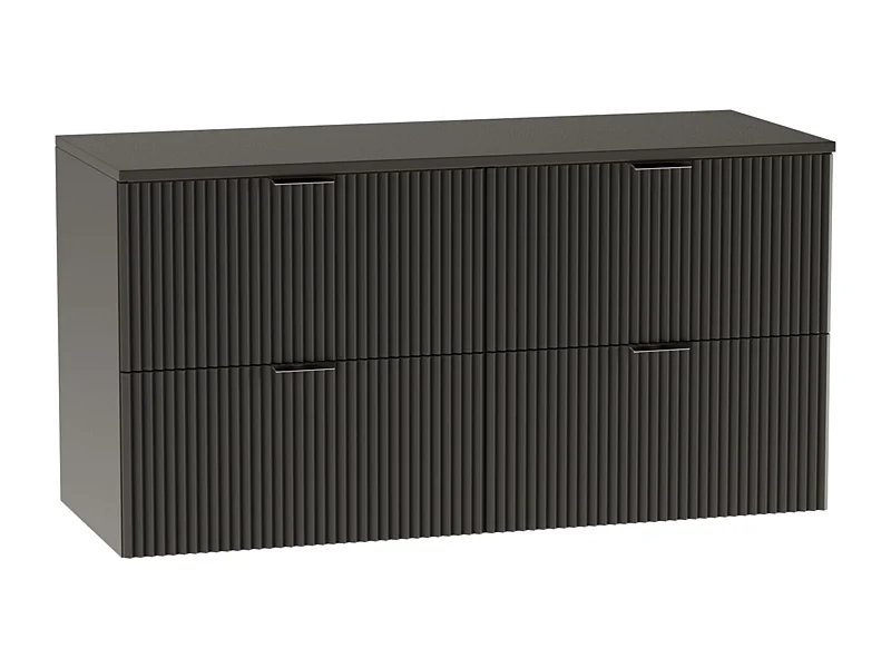 Waschtischunterschrank WENA, geriffelte Fronten, Willy, 120x60x47 cm, Schwarz