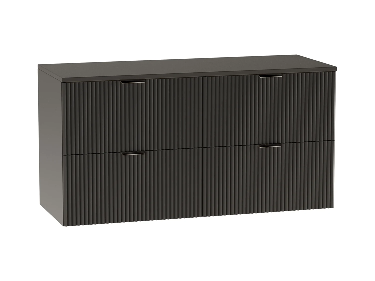 Meuble lavabo WENA, façades cannelées, Willy, 120x60x47 cm, Noir