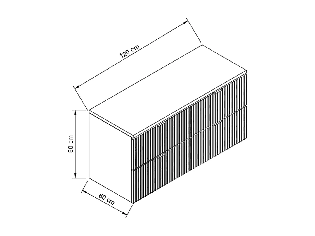 Mobile da bagno per lavabo WENA, frontali scanalati, Willy, 120x60x47 cm, Nero