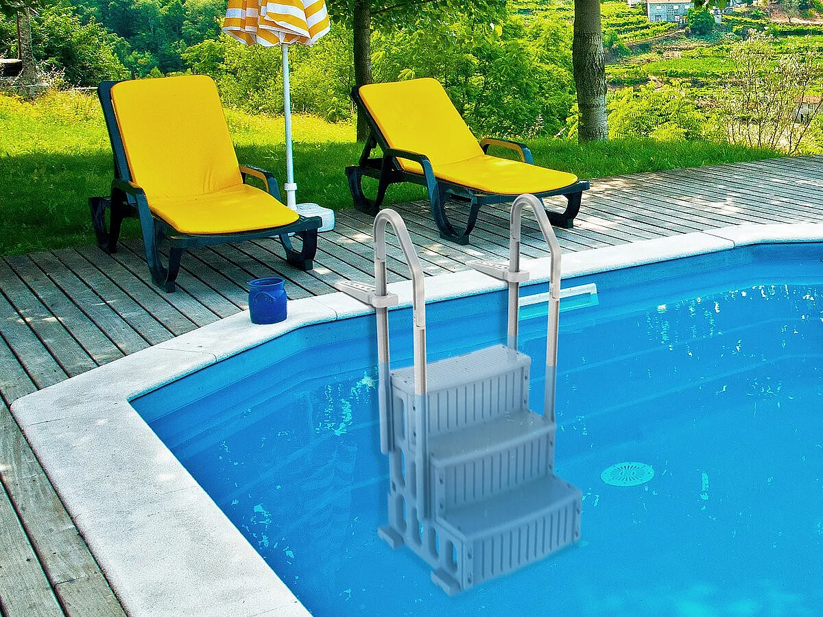 Escalier simple de piscine "Nathan" - 3 marches - en plastique