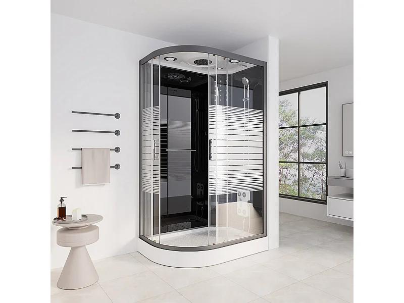 Home Deluxe Cabine de douche BLACK PEARL 120 x 80 cm Gauche
