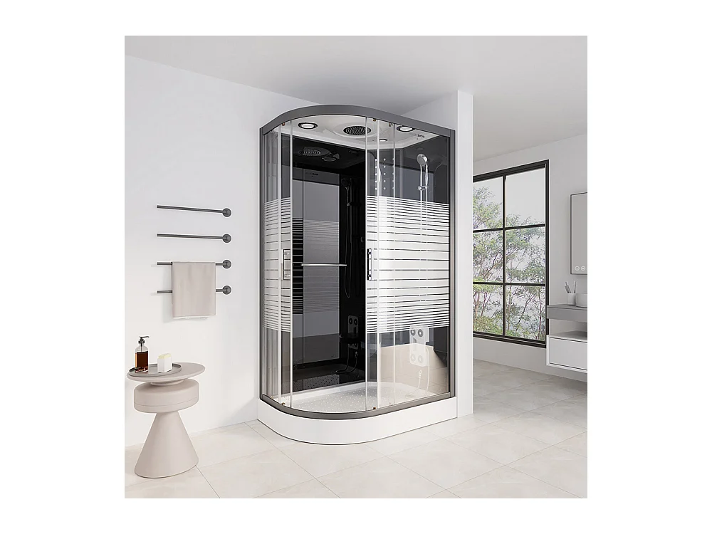 Home Deluxe Cabine de douche BLACK PEARL 120 x 80 cm Gauche