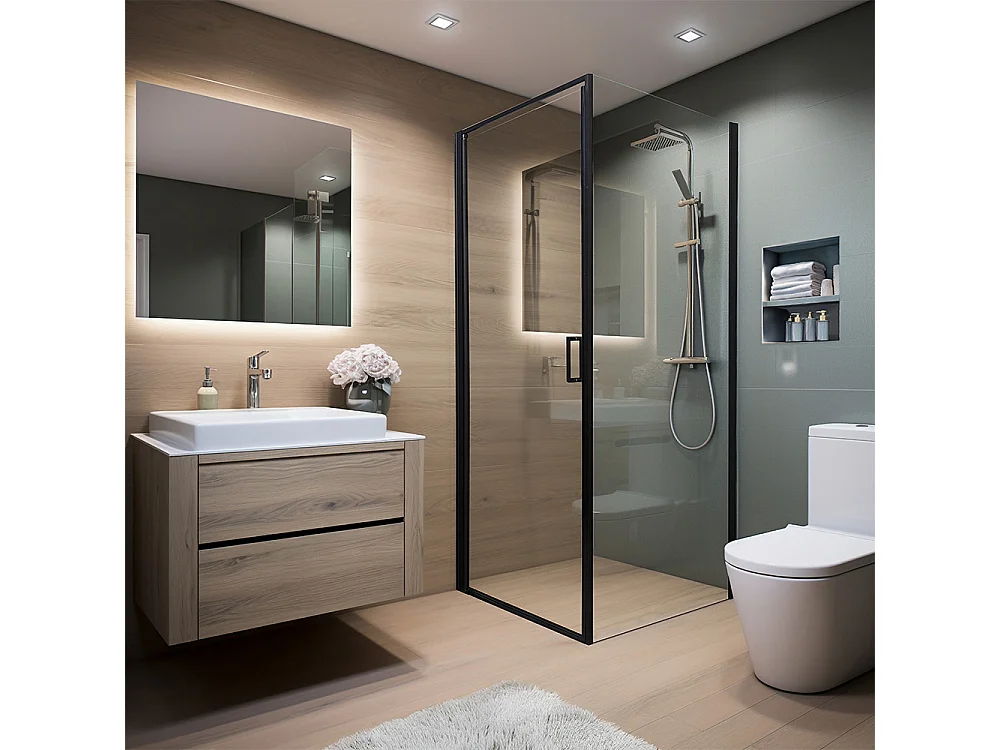 HOME DELUXE Cabine de douche LIVIA Noir mat - 90 x 195 cm