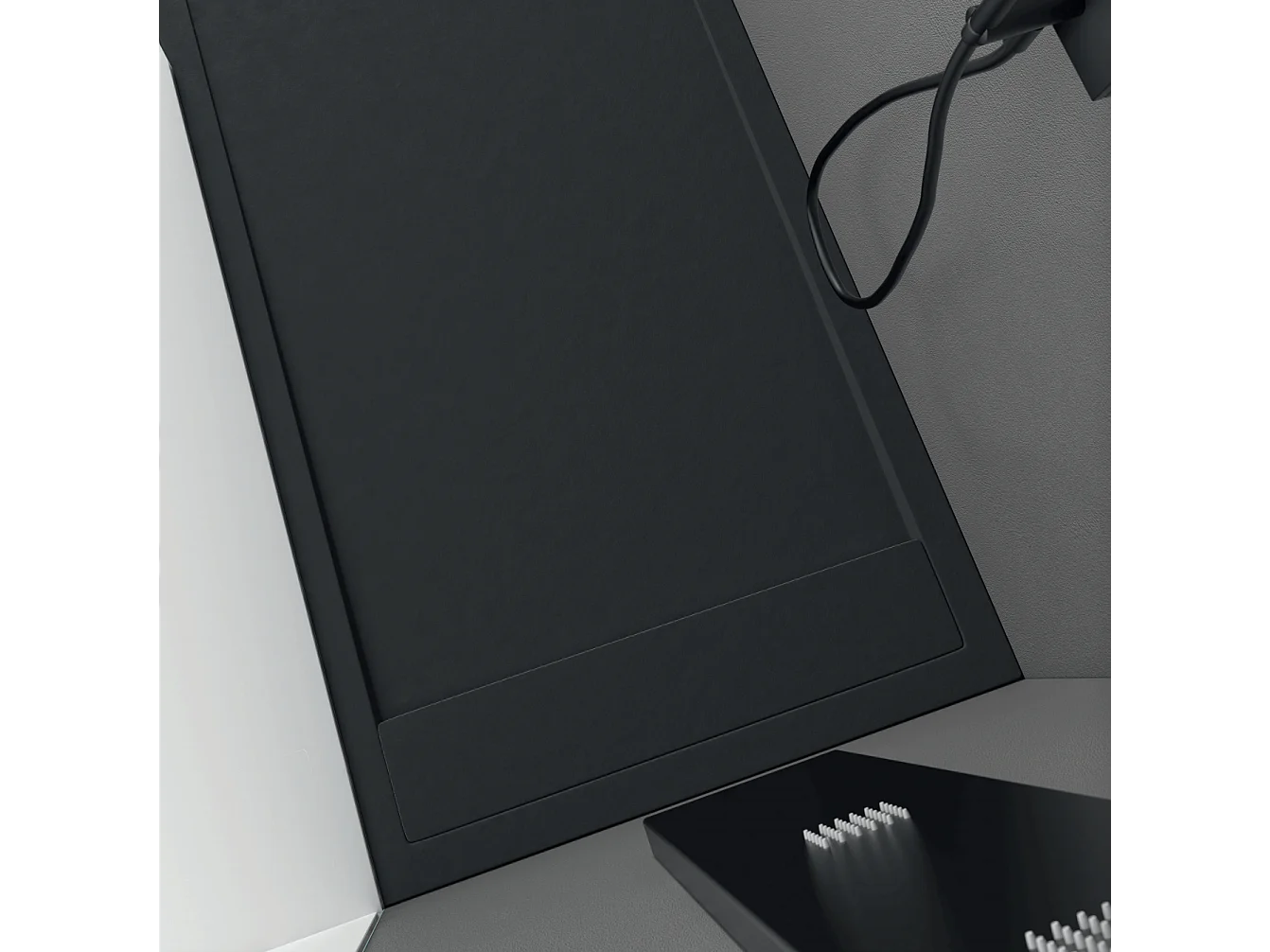 Piatto doccia ultrasottile 90 x 130 cm QUERA in resina finitura ardesia nero