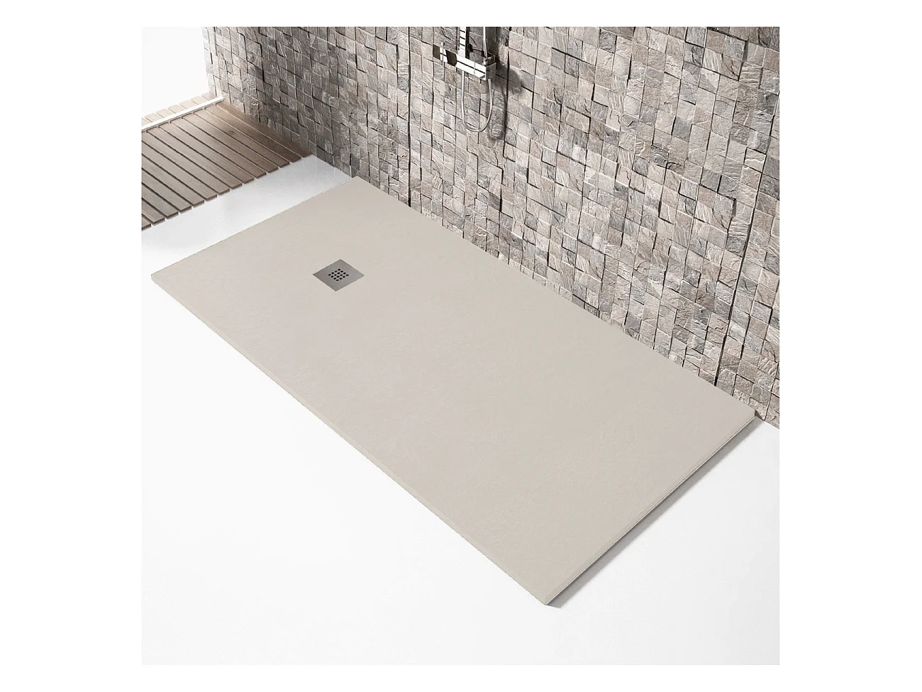 Piatto doccia ultrasottile 100 x 130 cm MARIANA in resina finitura ardesia sabbia