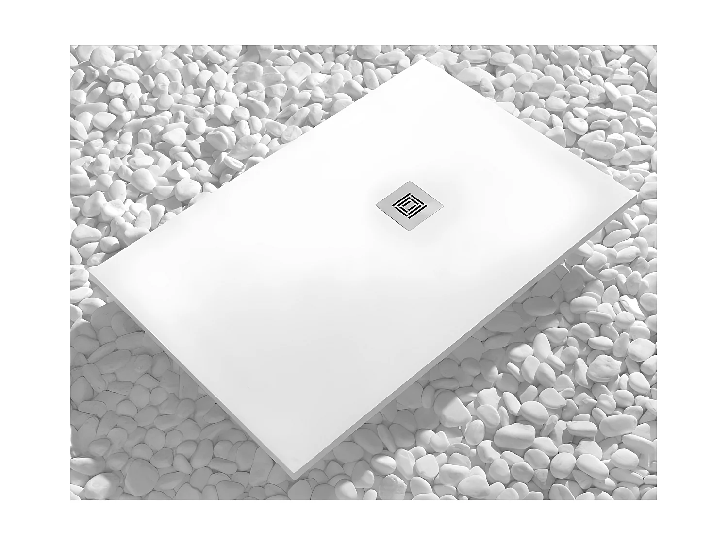 Receveur de douche 90 x 100 cm extra plat LOGIC surface ardoisée rectangulaire blanc