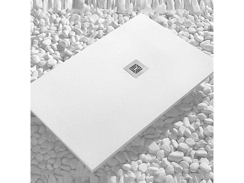 Receveur de douche 90 x 100 cm extra plat LOGIC surface ardoisée rectangulaire blanc