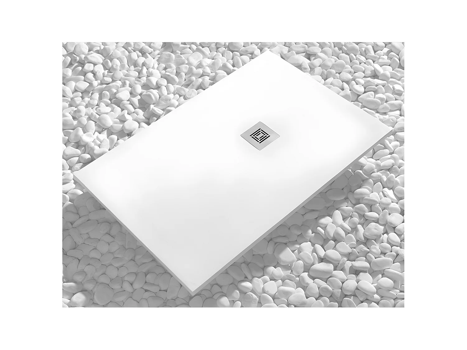 Duschwanne extra flach LOGIC Schieferoptik WEISS 70 x 180 cm