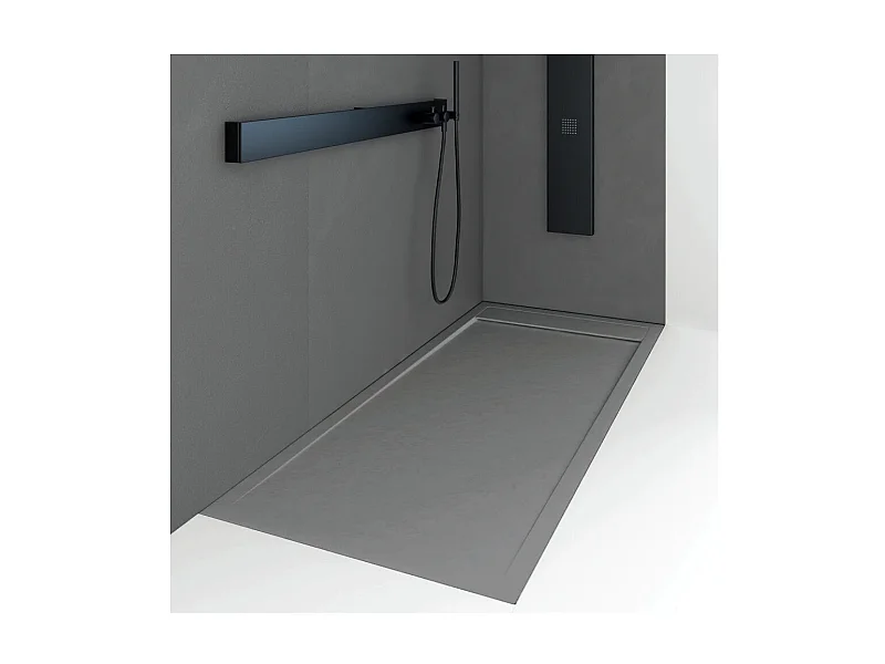 Piatto doccia ultrasottile 90 x 100 cm QUERA in resina finitura ardesia cemento