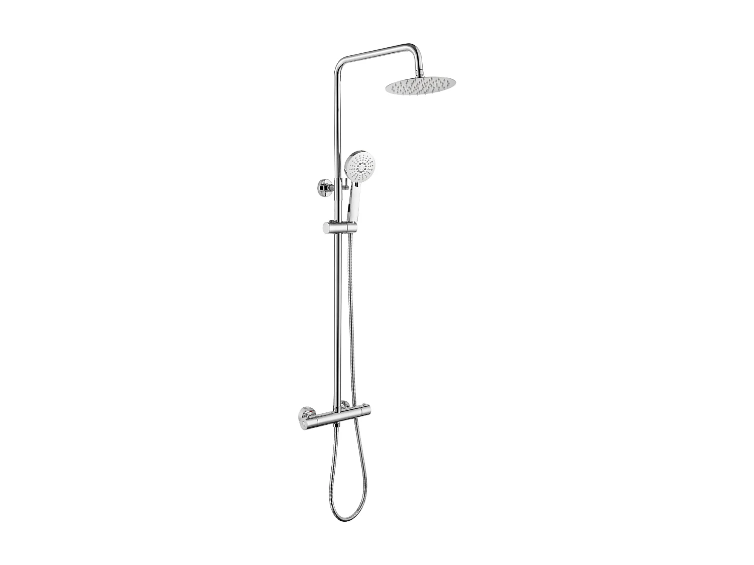 Pack Receveur de douche 90 x 90 cm extra plat noir + Colonne de douche thermostatique