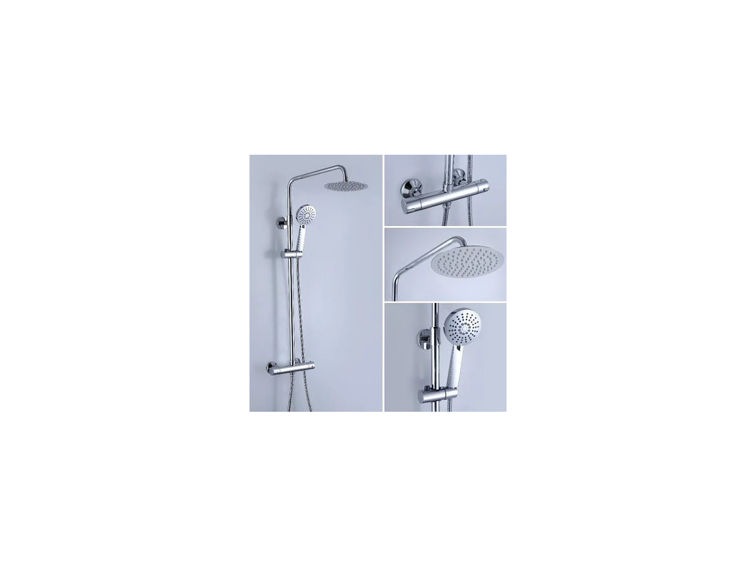 Kit Piatto doccia ultrasottile 90 x 90 cm nero PIATTO+ Colonna doccia termostatica Finitura cromata