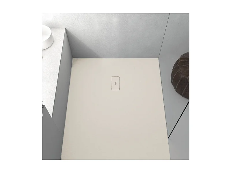 Piatto doccia ultrasottile 90 x 140 cm FUSENCE in resina finitura ardesia sabbia