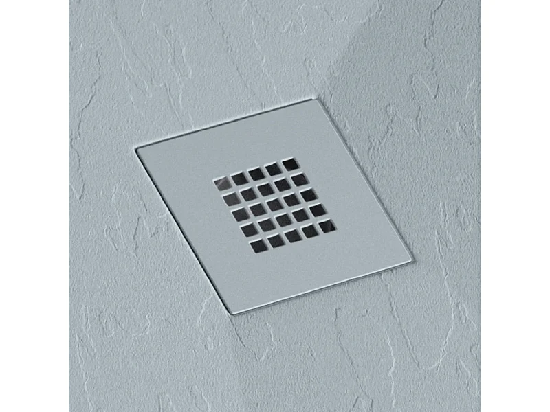 Plato de ducha pizarra ONDA CENIZA  70x70 cm rejilla inox
