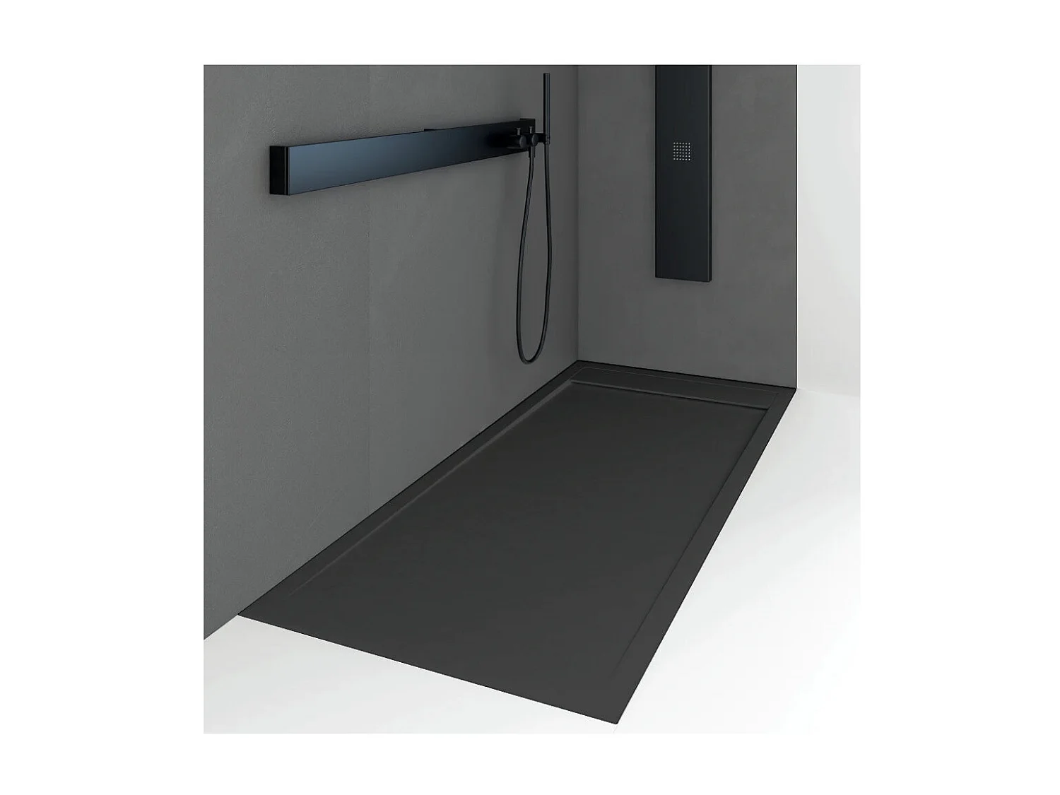Piatto doccia ultrasottile 90 x 100 cm QUERA in resina finitura ardesia nero