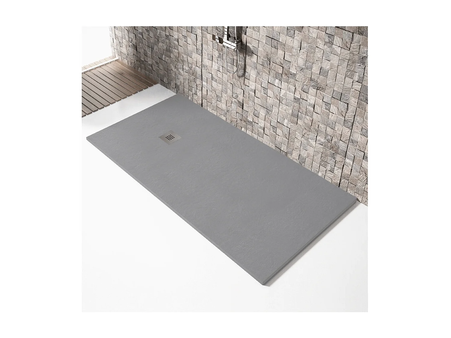 Piatto doccia ultrasottile 70 x 140 cm MARIANA in resina finitura ardesia cemento