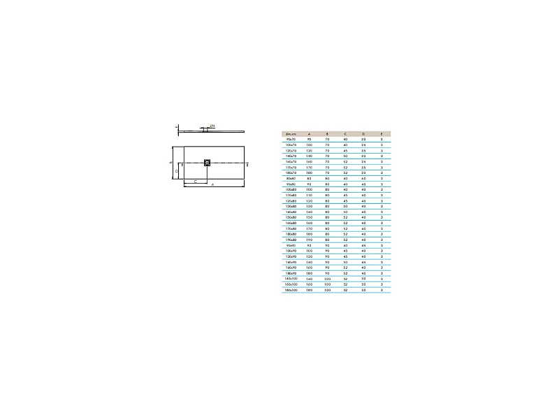 Receveur de douche 80 x 190 cm extra plat LOGIC surface ardoisée rectangulaire blanc