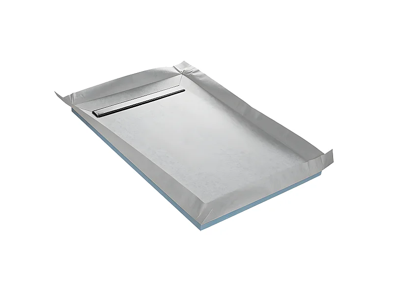 Piatto doccia da piastrellare LINEBORD 4 pendenze con membrana impermeabile e scarico ultrapiatto 90 x 185 cm