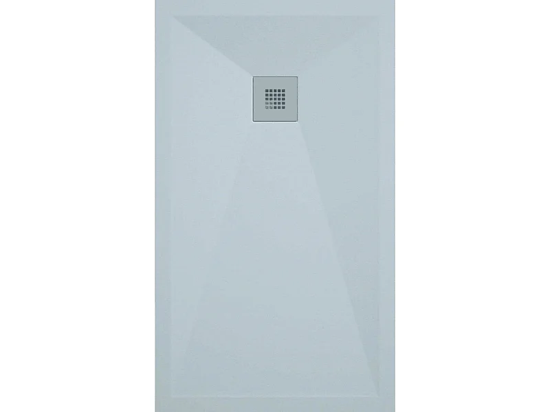 Mineralguss-Duschwanne extra flach ONDA Schieferoptik GRAU 70x200 cm  Ablaufschutz in Chrom