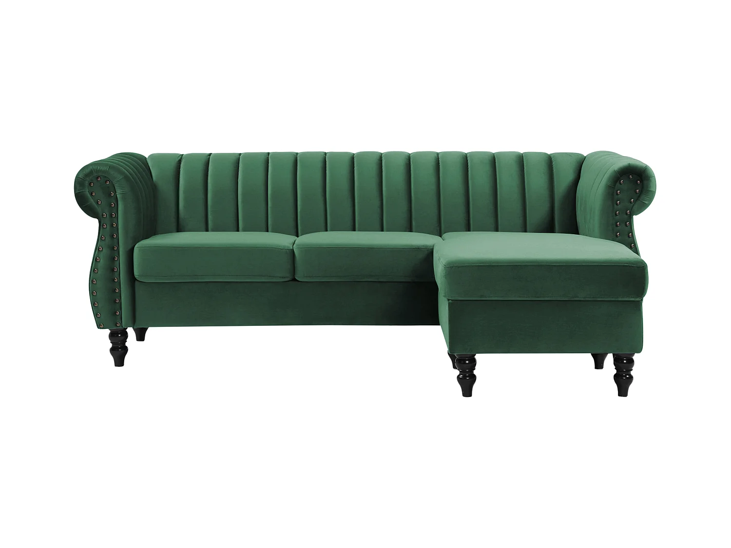 Canapé d'angle réversible en velours vert sapin TRUMBO