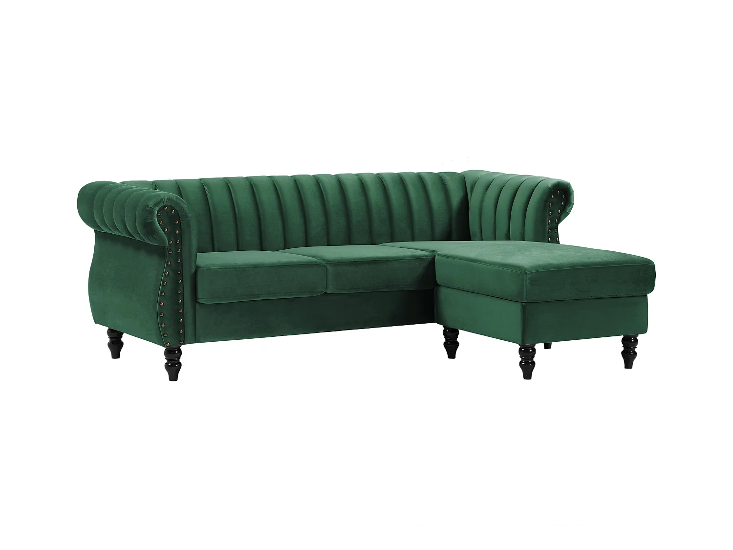 Canapé d'angle réversible en velours vert sapin TRUMBO