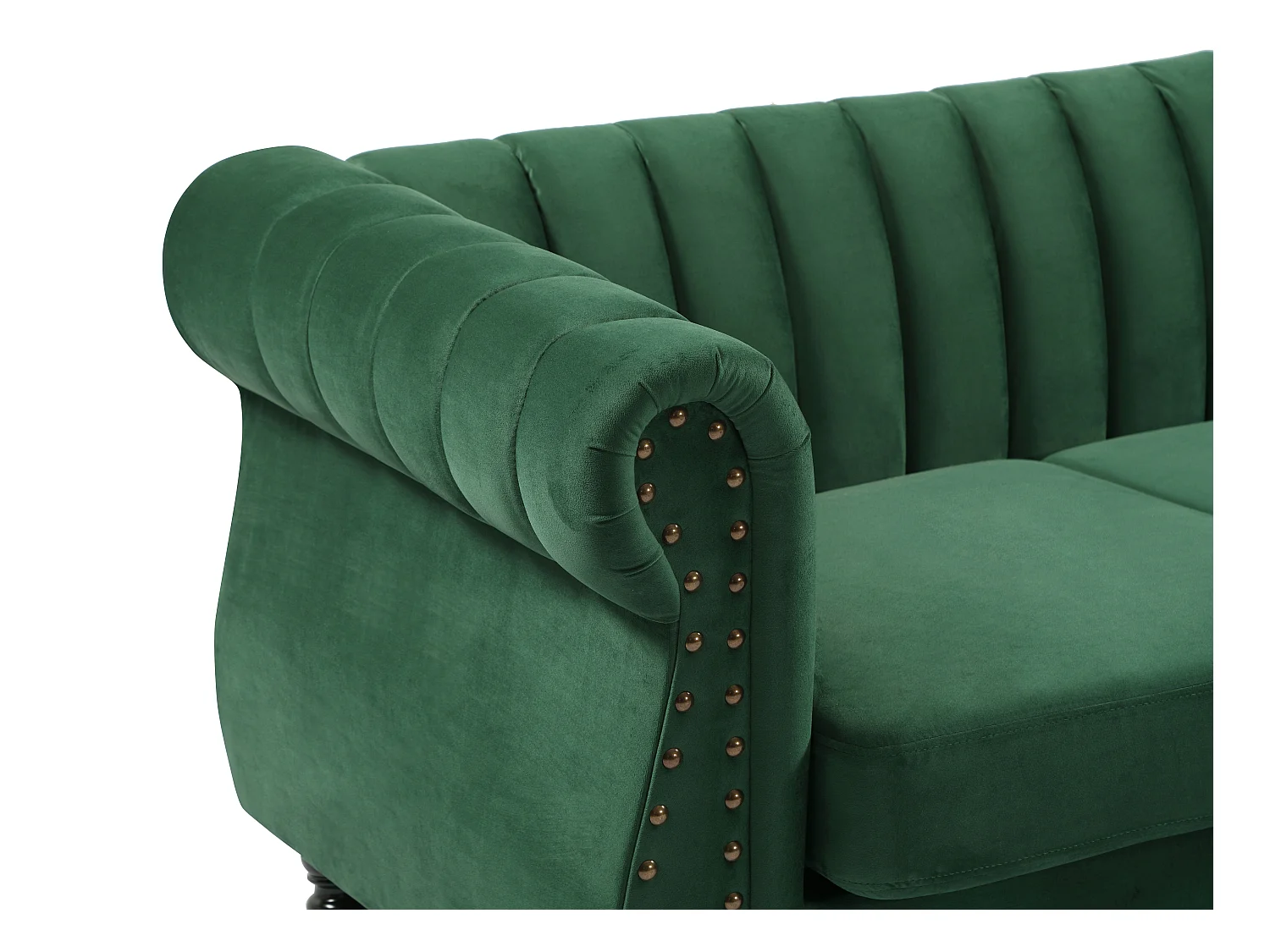 Canapé d'angle réversible en velours vert sapin TRUMBO