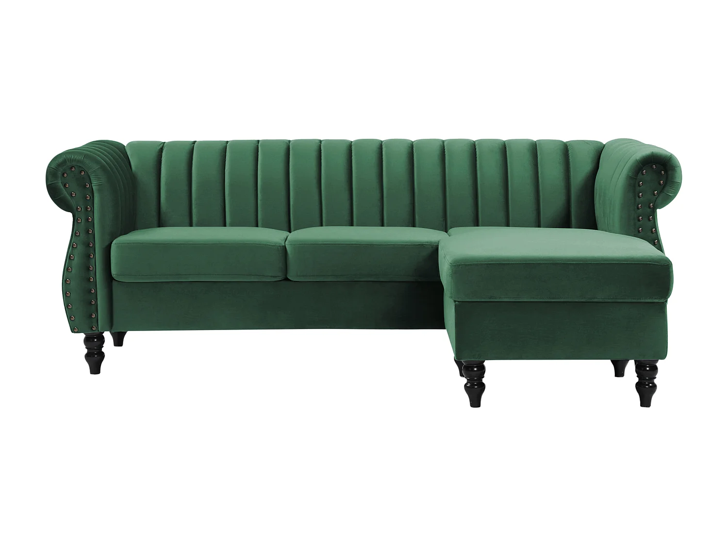 Canapé d'angle réversible en velours vert sapin TRUMBO