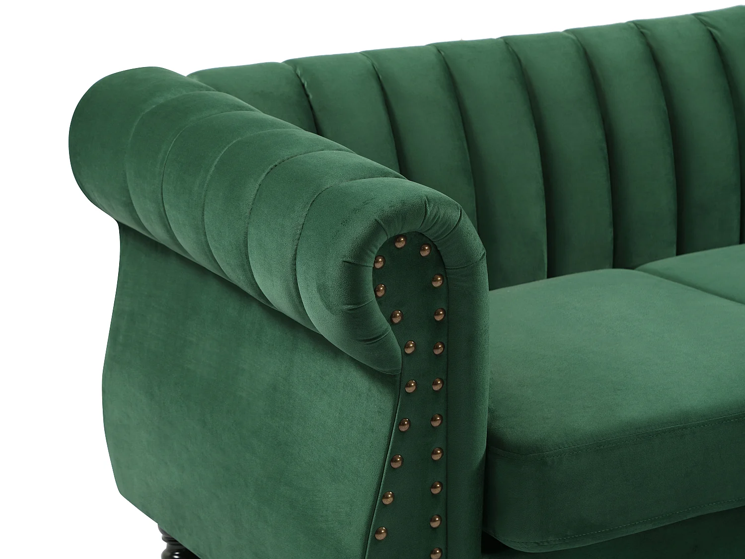 Canapé d'angle réversible en velours vert sapin TRUMBO