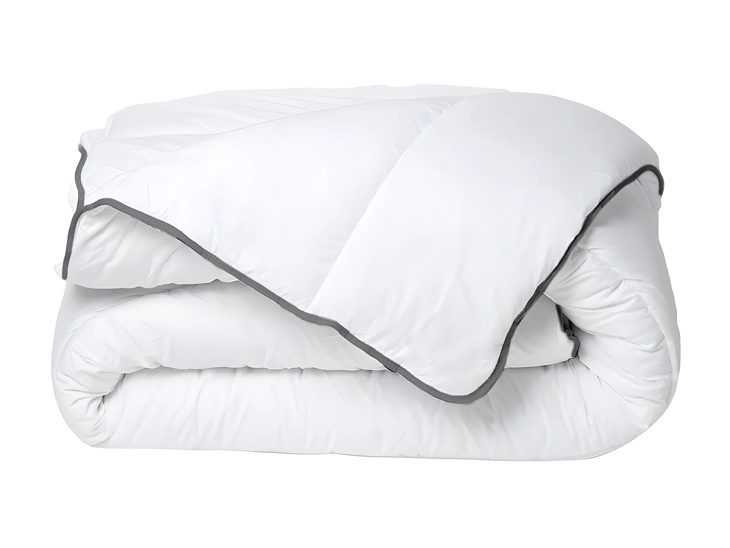 Couette Câline toucher soie 140 x 200 cm - 250 g/m² - Blanc biais gris - BIESYA