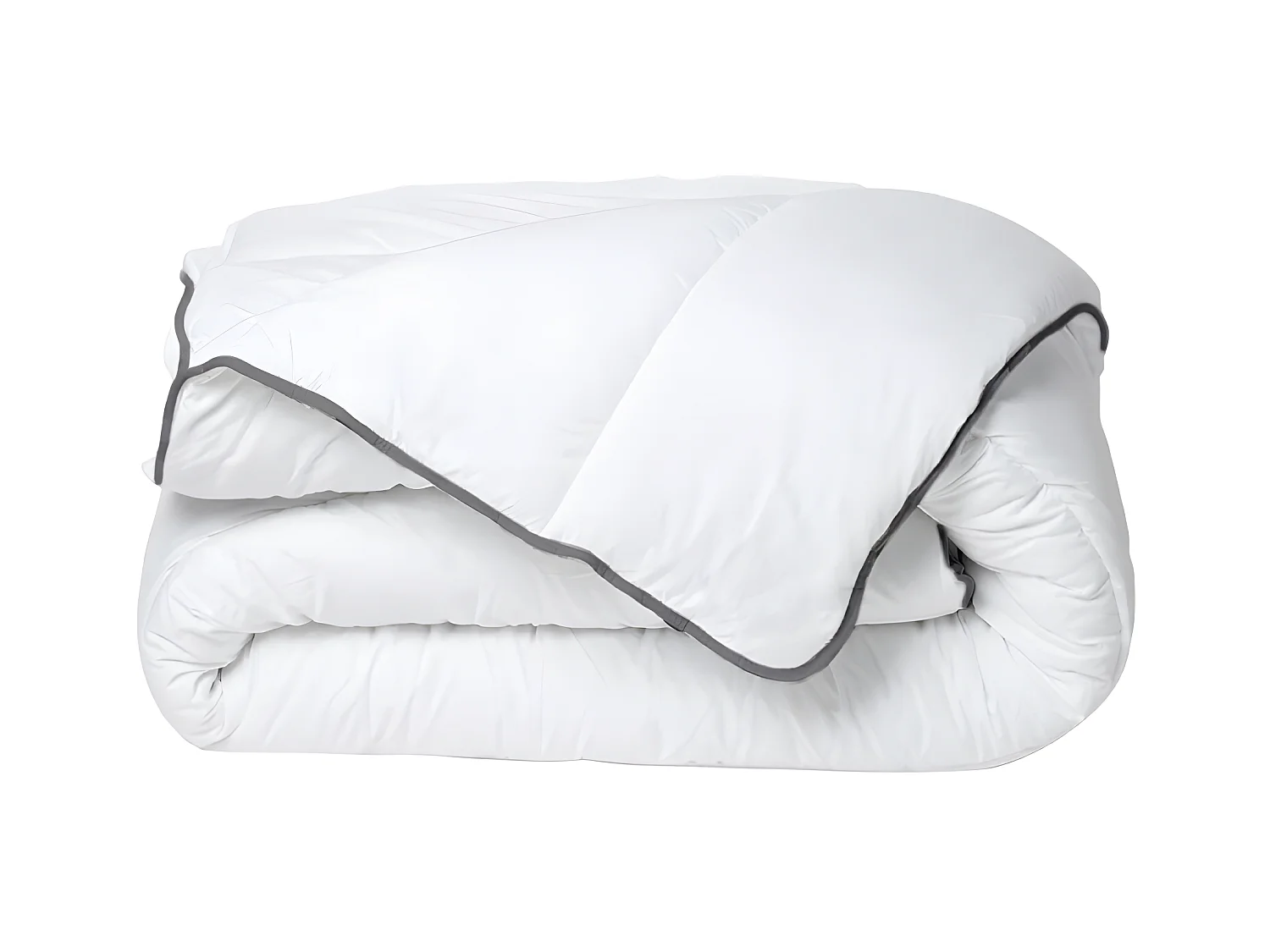 Couette Câline toucher soie 140 x 200 cm - 250 g/m² - Blanc biais gris - BIESYA