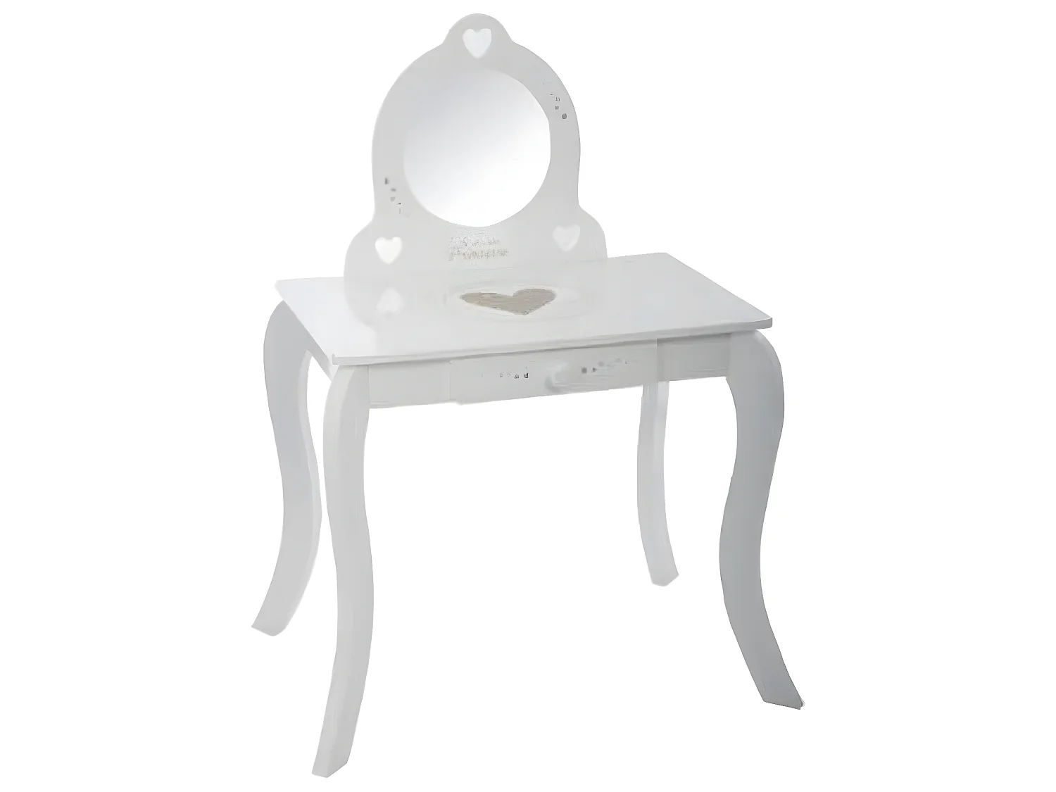 Coiffeuse enfant avec Tabouret coloris blanc en bois - Dim : L60 x l40 x 91 cm