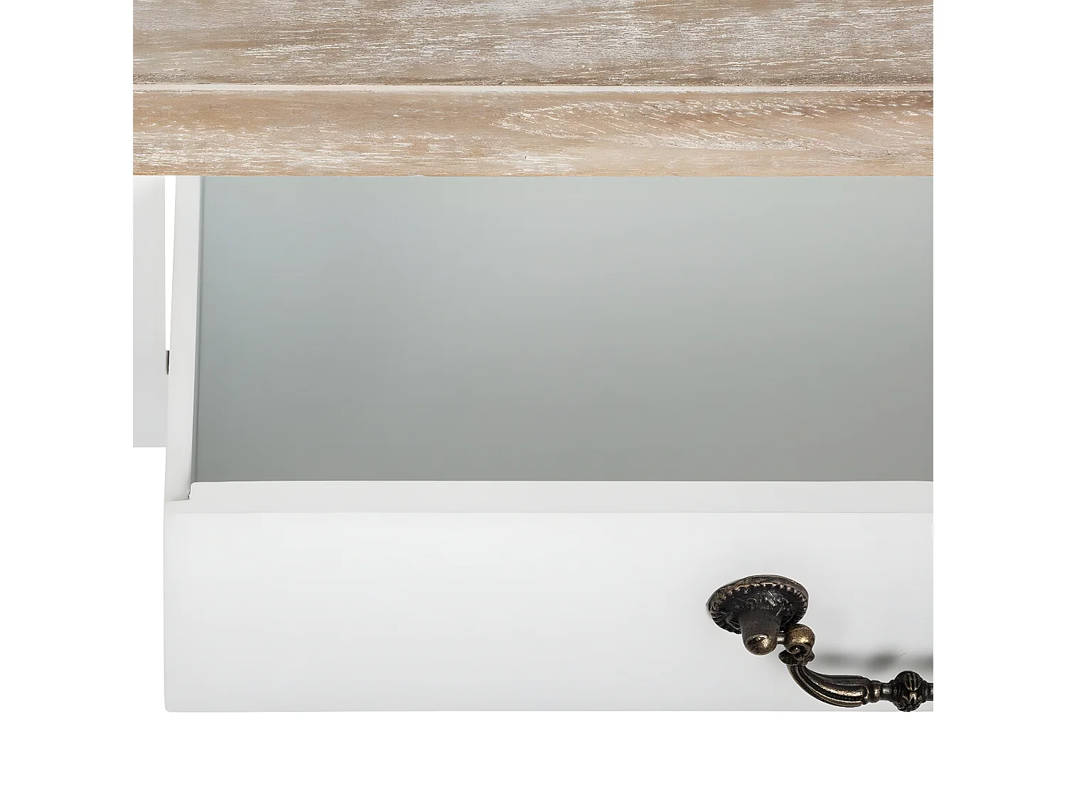 Coiffeuse de 3 tiroirs en bois coloris blanc/chêne - Dim : L.74 x l.40 x H.135 cm