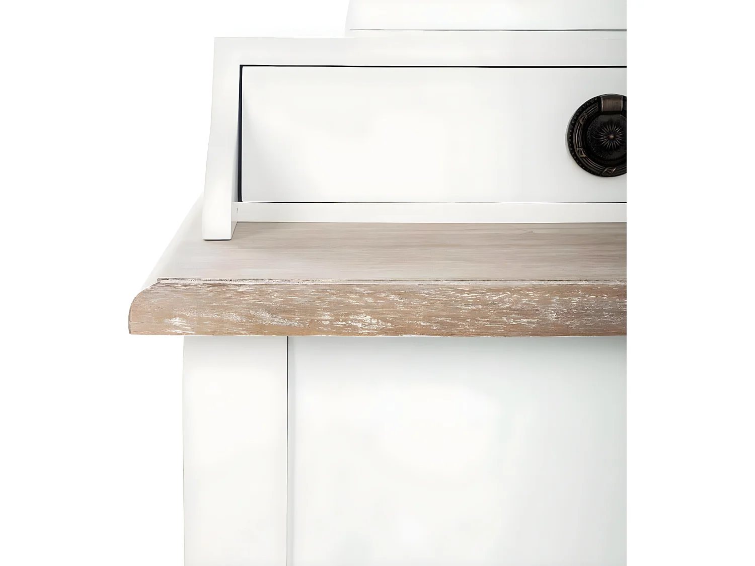 Coiffeuse de 3 tiroirs en bois coloris blanc/chêne - Dim : L.74 x l.40 x H.135 cm