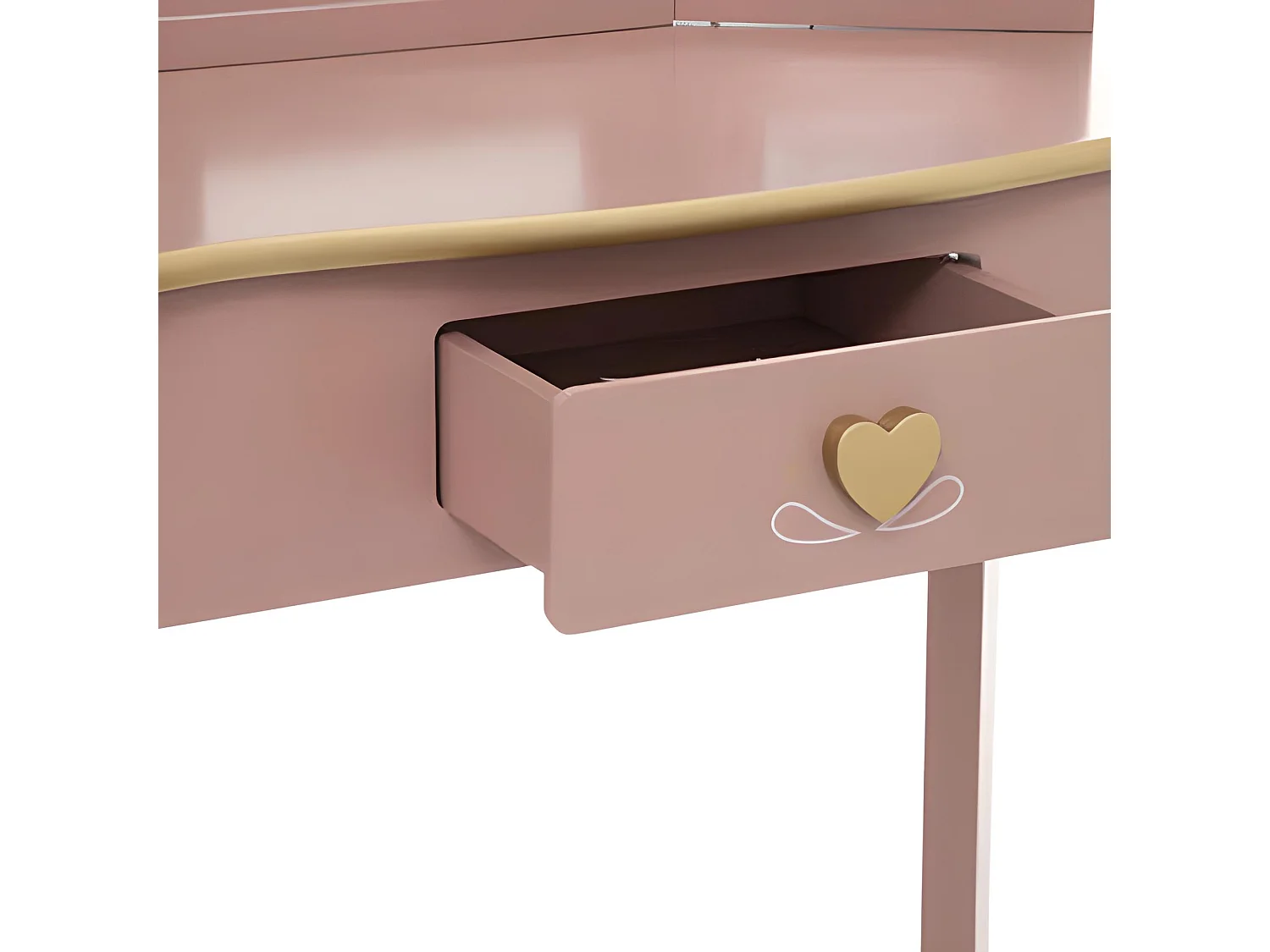 Coiffeuse avec tabouret pour enfant en bois coloris rose antique - longueur 59,50 x profondeur 29 x hauteur 60 cm