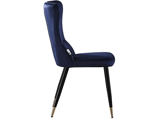 NEW YORK - Chaise Rétro en Velours Bleu - Pieds Coloris Noir & Doré