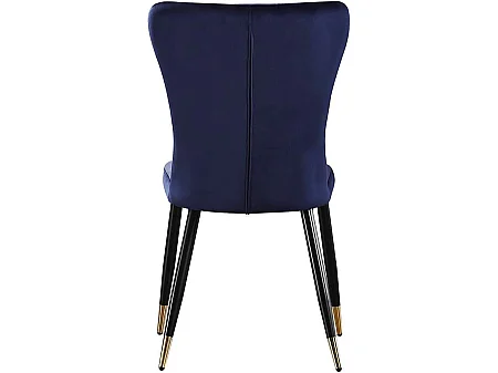 NEW YORK - Chaise Rétro en Velours Bleu - Pieds Coloris Noir & Doré
