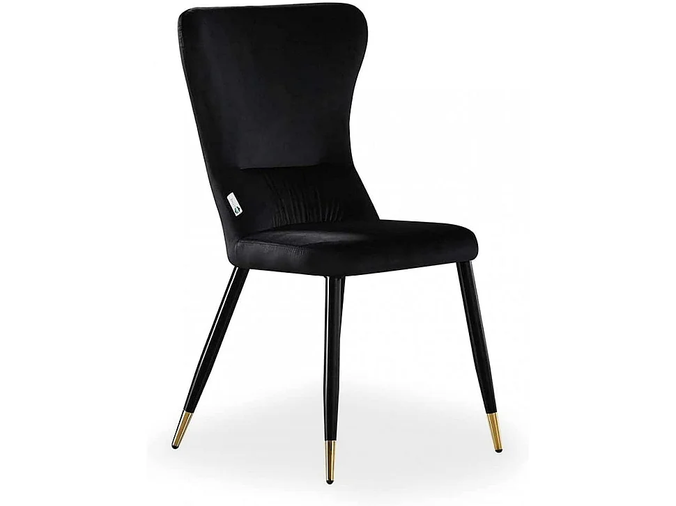 NEW YORK - Chaise Rétro en Velours Noir - Pieds Coloris Noir & Doré