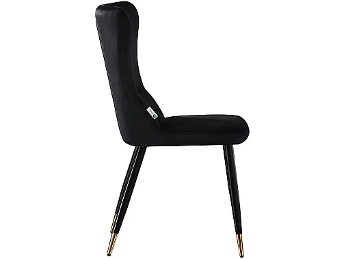 NEW YORK - Chaise Rétro en Velours Noir - Pieds Coloris Noir & Doré