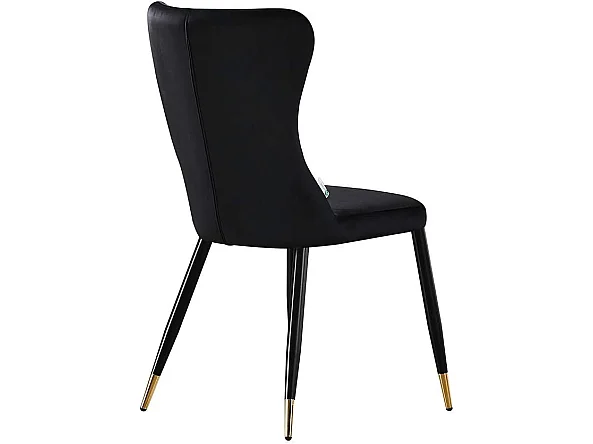NEW YORK - Chaise Rétro en Velours Noir - Pieds Coloris Noir & Doré