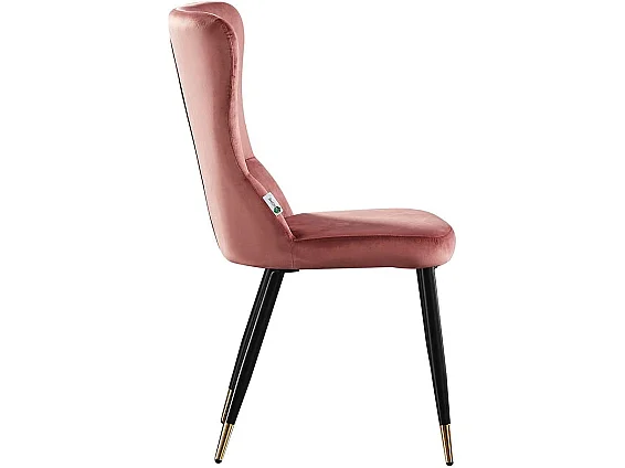 NEW YORK - Chaise Rétro en Velours Rose - Pieds Coloris Noir & Doré