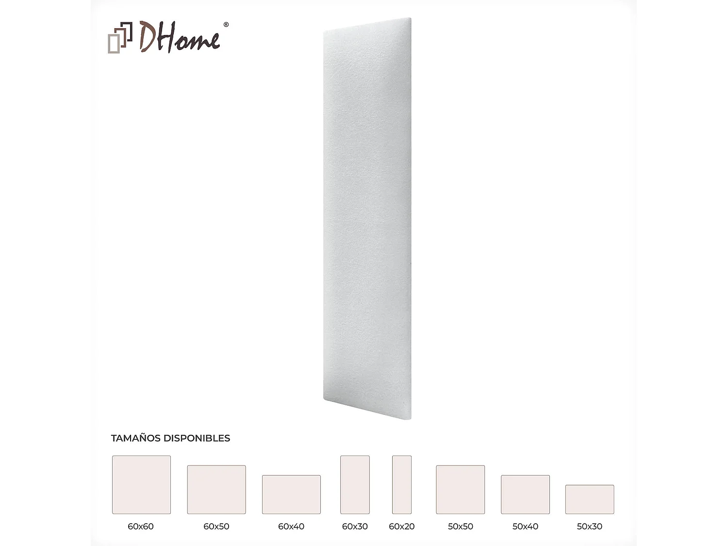 DHOME Lot de 1 Panneaux muraux en tissu auto-adhésifs Panneaux muraux absorbants acoustiques Protection contre les chocs (Blanc, 60x20cm, x1)