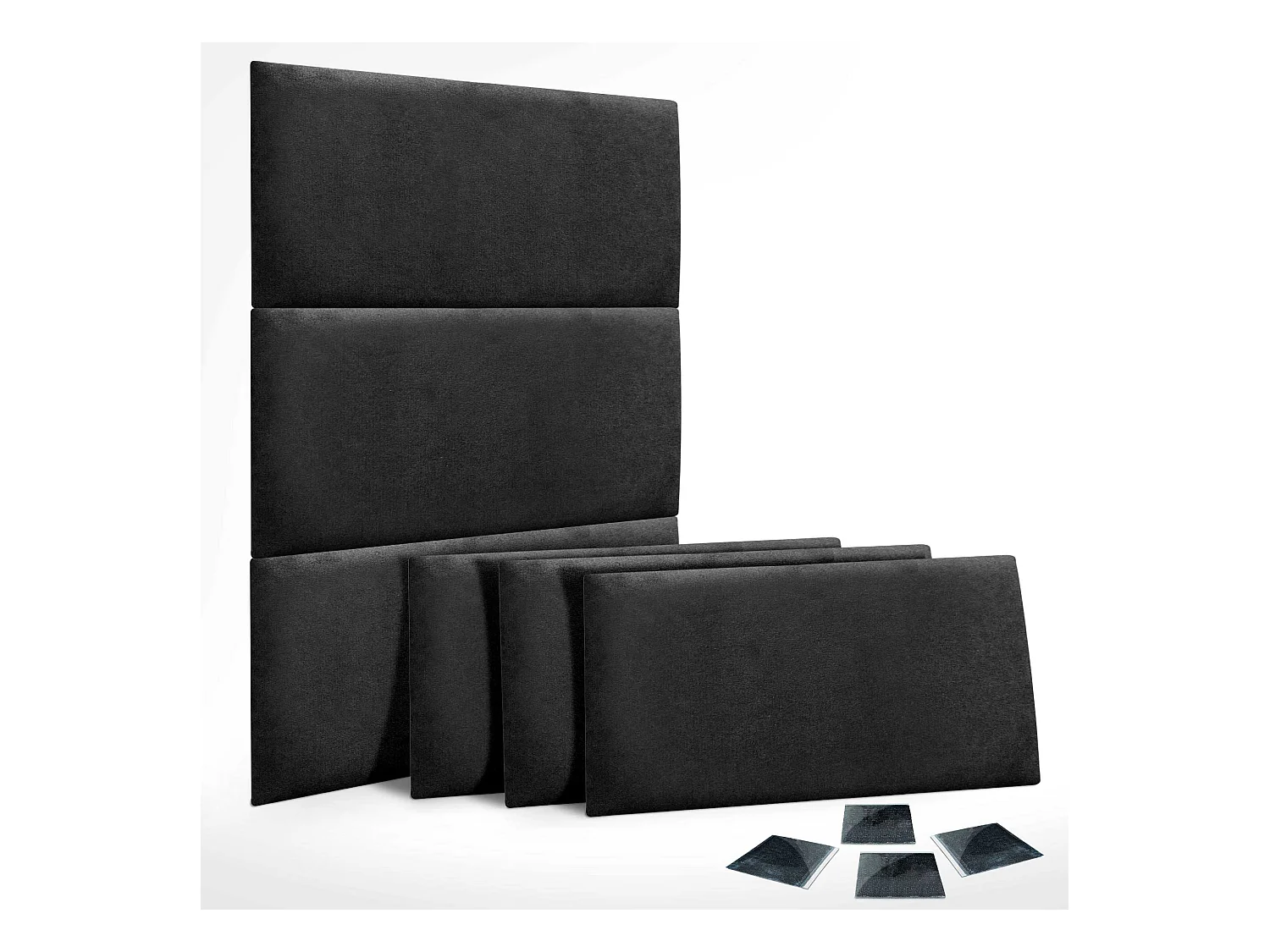 DHOME Conjunto de 6 Painéis de Parede de Tecido Autoadesivo Painéis de Parede Absorventes Acústicos Proteção contra Impactos (Preto, 50x40cm, x6)