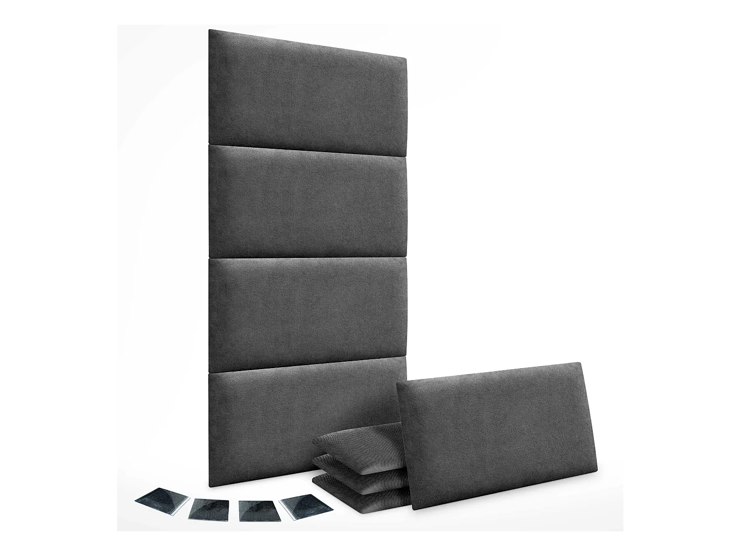 DHOME Lot de 8 Panneaux Rembourrés en Tissu Aqualine Autocollants pour Mur Acoustiques Absorbants Protection contre (Gris cendré, 60x40cm, x8)