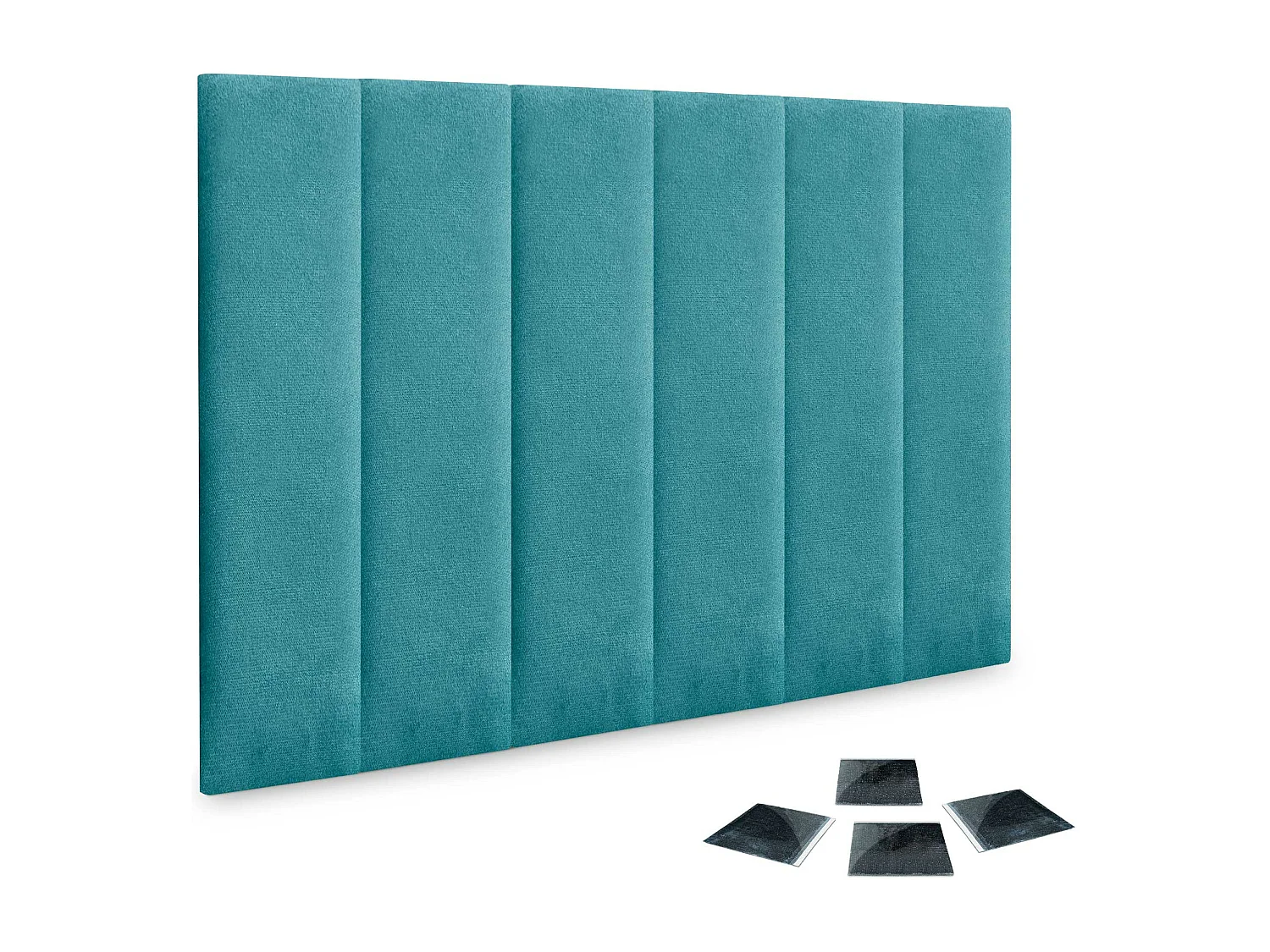 DHOME Lot de 6 Panneaux Rembourrés en Tissu Aqualine Autocollants pour Mur Acoustiques Absorbants Protection contre les Chocs (Turquoise, 60x20cm, x6)