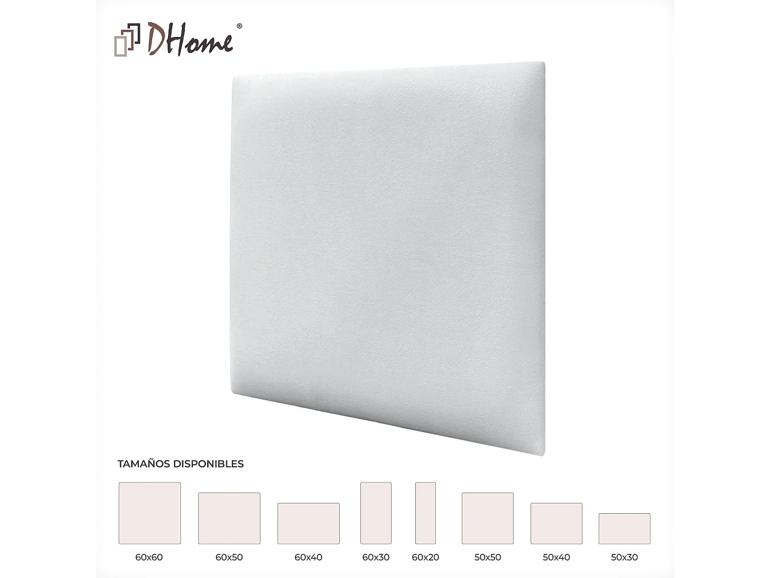 DHOME Lot de 1 Panneaux muraux en tissu auto-adhésifs Panneaux muraux absorbants acoustiques Protection contre les chocs (Blanc, 50x50cm, x1)
