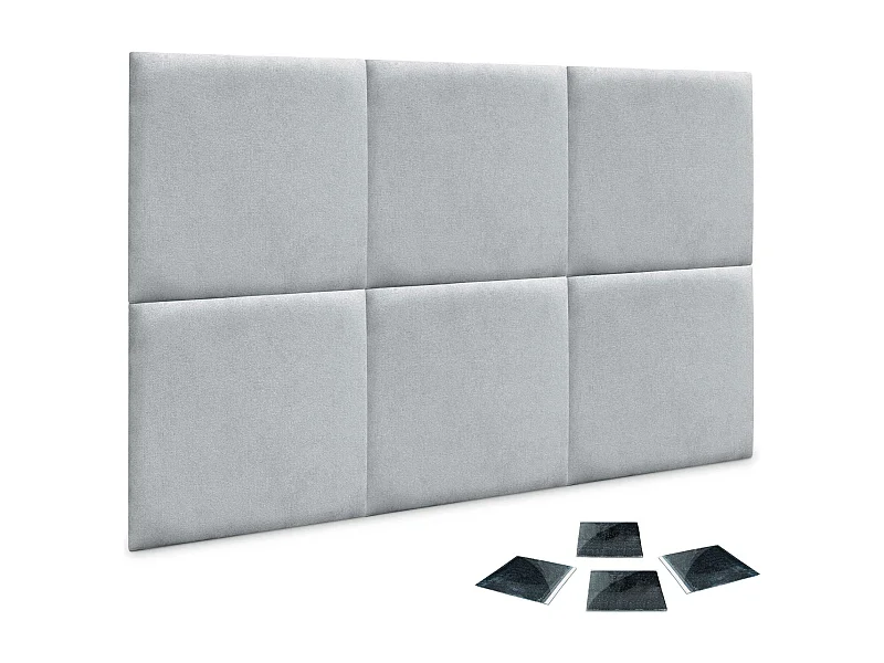 DHOME Lot de 6 Panneaux Rembourrés en Tissu Aqualine Autocollants pour Mur Acoustiques Absorbants Protection contre les Choc (Gris clair, 50x50cm, x6)